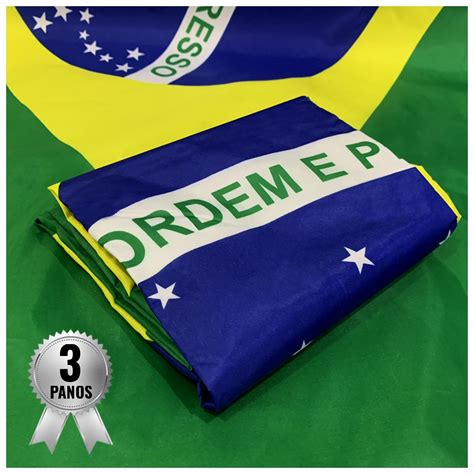 Bandeira Do Brasil 3 Panos Dupla Face de Tamanho Grande e Ilhós