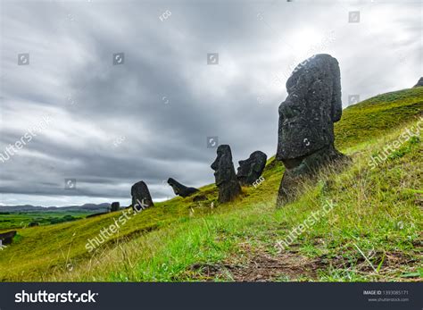 Crooked Moai Quarry Hillside Ultra Long Stock Photo 1393085171 ...