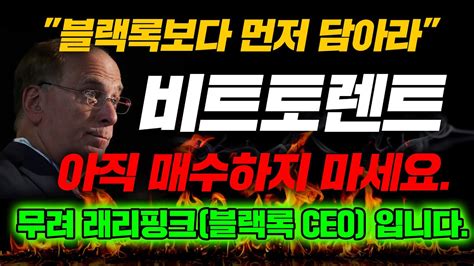 블랙록보다 먼저 담아라 비트토렌트 아직 매수하지 마세요 무려 래리핑크 블랙록 CEO 입니다 비트토렌트코인 비트토렌트