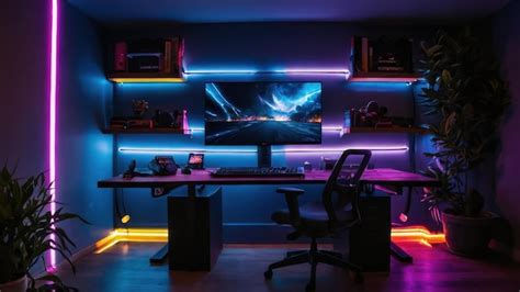 Led Light Strip Illuminating A Gaming Setup With Vibrant Colors