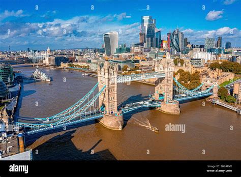 Aerial panoramic cityscape view of the London Tower Bridge Stock Photo - Alamy