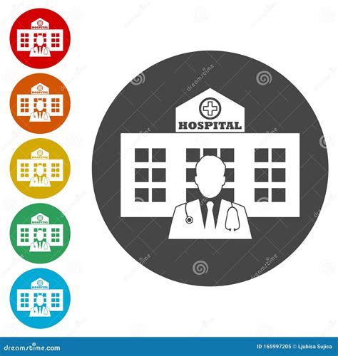 Hospital Building Icons Set Illustration Stock Vector Illustration