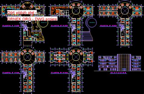 Dört yıldızlı otel dwg projesi Autocad Projeler