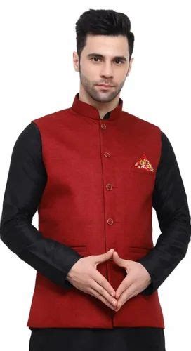 Solid Givon Red Cotton Nehru Jacket At Rs 325 Piece In New Delhi Id