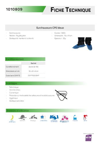 Surchaussures Jetables Bleu Cpe Antid Rapante Qualit M Dicale