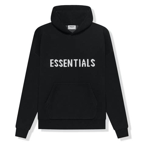 Fear Of God Essentials Black Knit Hoodie Crepslocker