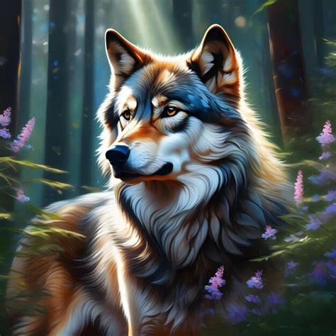 Premium AI Image Wolf Portrait Painting