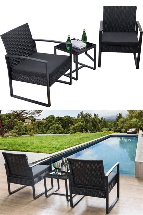 Flamaker 3 Pieces Patio Set Outdoor Wicker Furniture Sets Modern Rattan Chair Conversation Sets