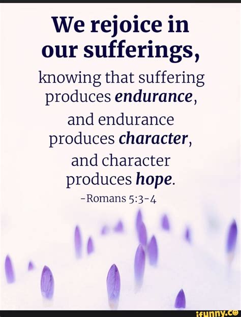 We Rejoice In Our Sufferings Knowing That Suffering Produces Endurance