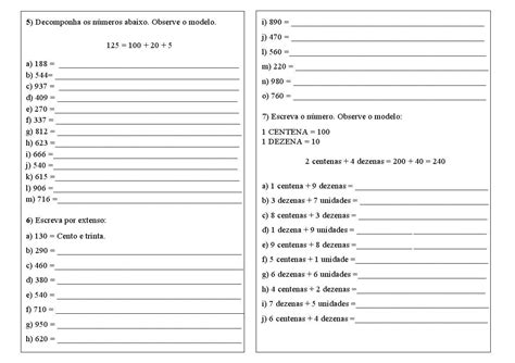 São Algumas Atividades De Composição E Decomposição De Números Naturais Destinadas Ao