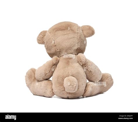 Cute Teddy Bear Isolated On White Back View Stock Photo Alamy