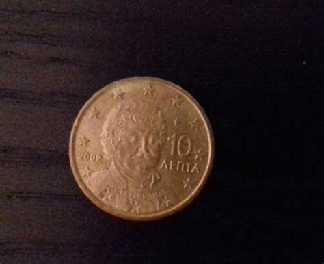 GREECE 10 Euro Cents Coin 2002 Rigas Fereos 1757 1798 Brass Km Coins EBay