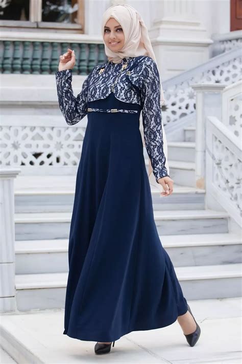 Navy Blue Hijab Dress Factory Sale