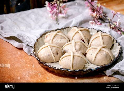 Traditional Homemade Hot Cross Buns For Easter Stock Photo Alamy