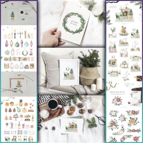 Watercolor Christmas Holiday Set Masterbundles