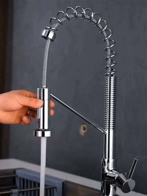 Deck Mounted Black Pull Out Kitchen Spring Faucet Sink Single Handle Hot And Cold Water Faucet
