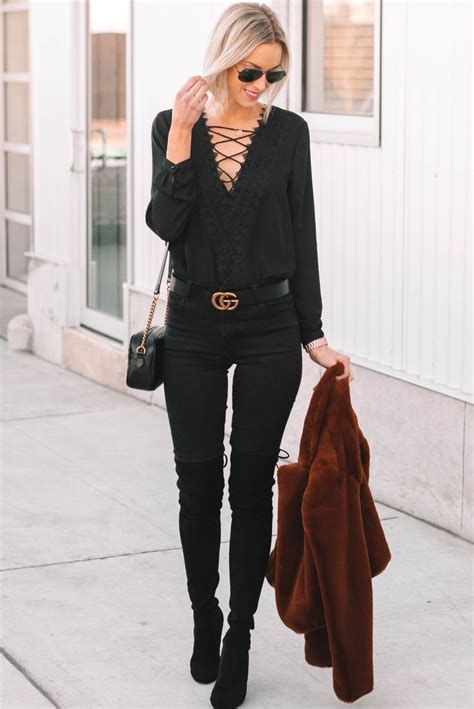 All Black Dressy Date Night Look Straight A Style Winter Outfits Dressy Black Clothes Women