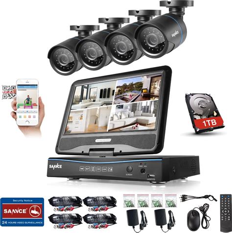 SANNCE Kits de Seguridad 4 cámaras de vigilancia H 264 Onvif 8CH DVR