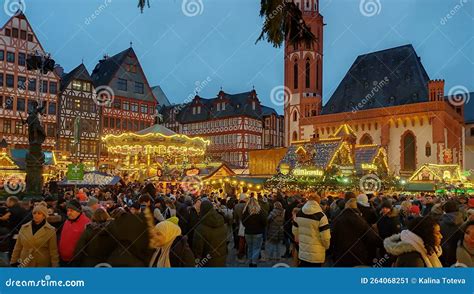 Frankfurt Am Main Christmas Market At Twilight Editorial Photo Image