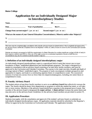 Fillable Online Bates Application For An Individually Designed Major In