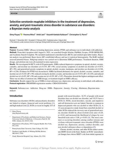 Selective serotonin reuptake inhibitors in the treatment of depression ...