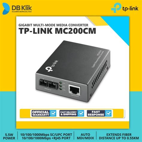 Jual Media Converter Tp Link Mc200cm Gigabit Multi Mode Tplink Mc