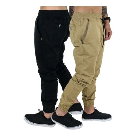 Kit 2 Calças Masculina Jeans Jogger Sarja Punho Lycra No Shoptime