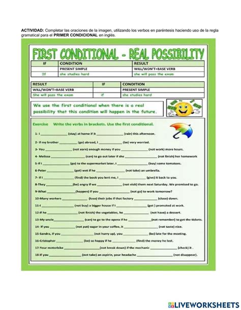 Ejercicio Online De First Conditional Para Grade Actividades