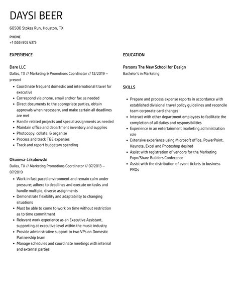 Promotions Coordinator Resume Samples Velvet Jobs