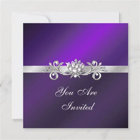 Elegant Purple And Silver Party Invitations Zazzle