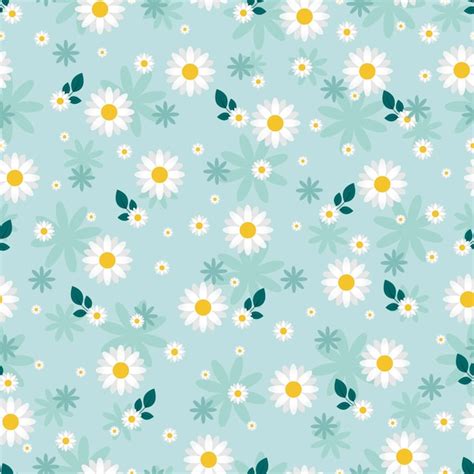 Premium Vector Cute Flat Style Tiny White Daisy Flower On Blue