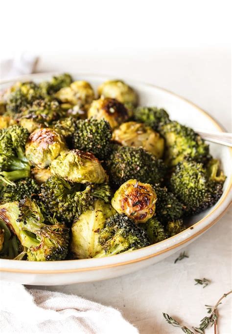 Herb Roasted Brussels Sprouts And Broccoli The Whole Cook