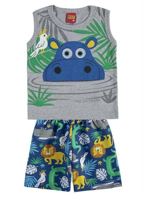 Conjunto Infantil Masculino Kyly Composto Por Camiseta Em Meia Malha E