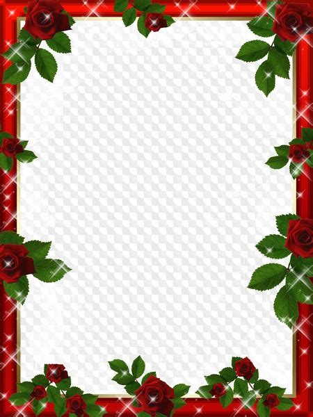 Free Digital Vintage Rose Frame And Border Png Gorgeous Red Off