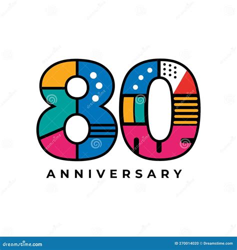 80th Year Celebrating Anniversary Logo Design Stock Vector