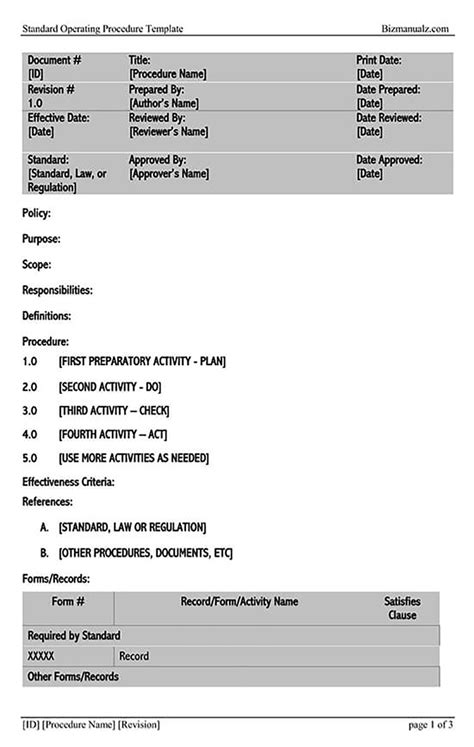 Plantillas Gratuitas De Procedimientos Normalizados De Trabajo Pnt De