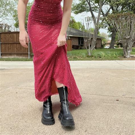 Stunning Sparkly Beaded Hot Pink Gown Gorgeous Hot Depop