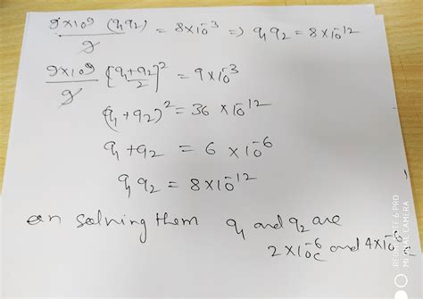 Two Identical Spheres Having Positive Charges Are Placed M Apart Repel