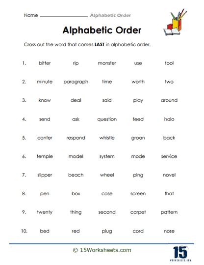 Alphabetic Order Worksheets 15