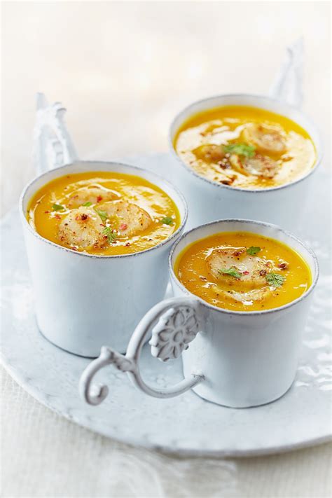 Recette velouté de potiron aux saint jacques Marie Claire