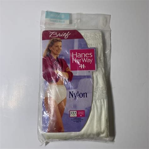 Vintage 1997 Hanes Her Way Briefs Size 8 White Nylon Granny Panties 3