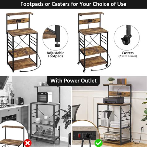 Buy Yaheetech Rolling Bakers Rack With Power Outlet Coffee Bar