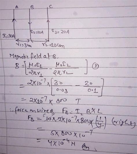 Three Long Straight And Parallel Wires Carrying Are Arranged As Shown Figure The Force