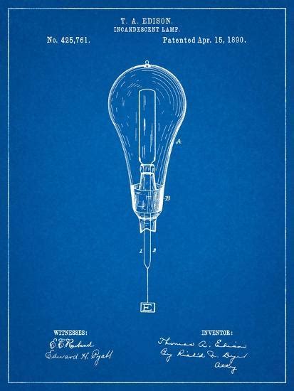 Edison Light Bulb 1890 Patent Posters Cole Borders