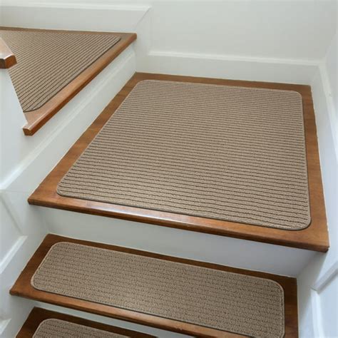 Beverly Rug Indoor Stair Treads For Wooden Steps Non Slip Stair Landing Rug Beige 31 X31