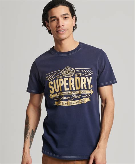 Mens Limited Edition Vintage 07 Rework Classic T Shirt In Dark Navy Superdry Uk