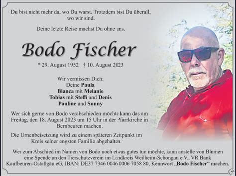 Traueranzeigen Von Bodo Fischer Trauer Merkur De