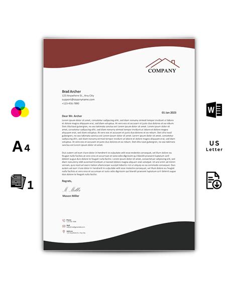 Word Letterhead Template Blue