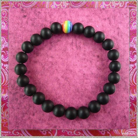 Indilaya De Pace Perlen Armband Schwarzer Obsidian Und Regenbogenperle