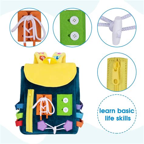 Busy Board Mochila para niños pequeños con hebillas y juguetes de